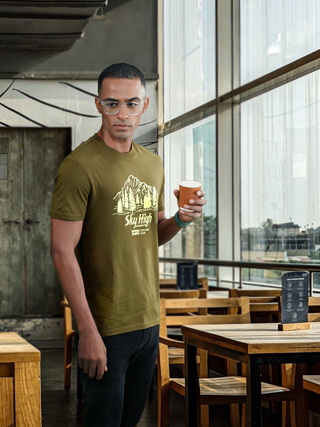 

Levis Printed Pure Cotton T-shirt, Olive