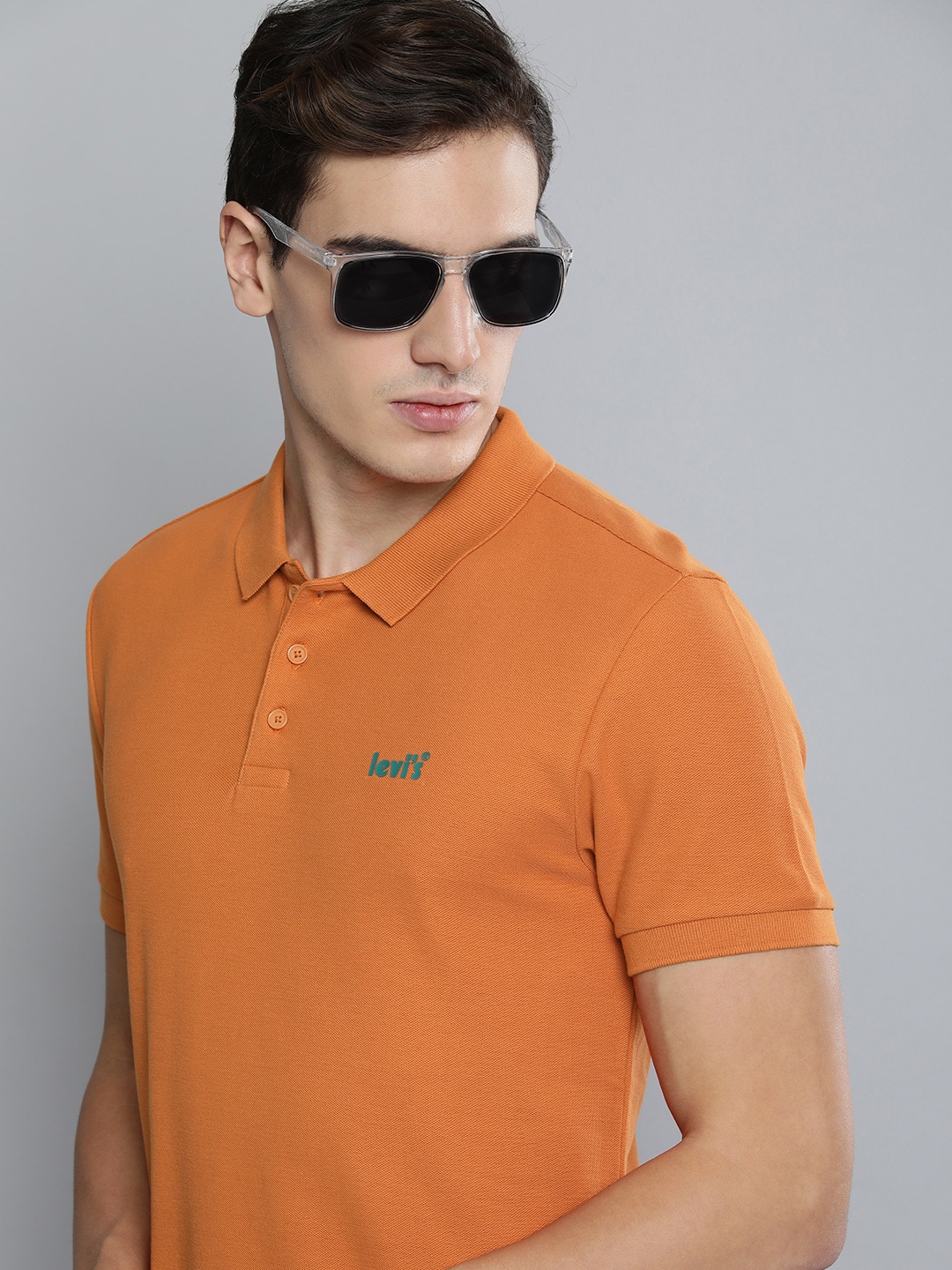 

Levis Men Pure Cotton Polo Collar T-shirt, Orange