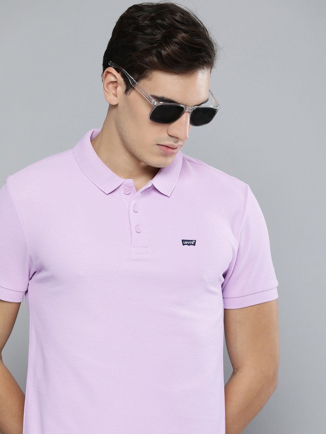 

Levis Men Pure Cotton Polo Collar T-shirt, Lavender