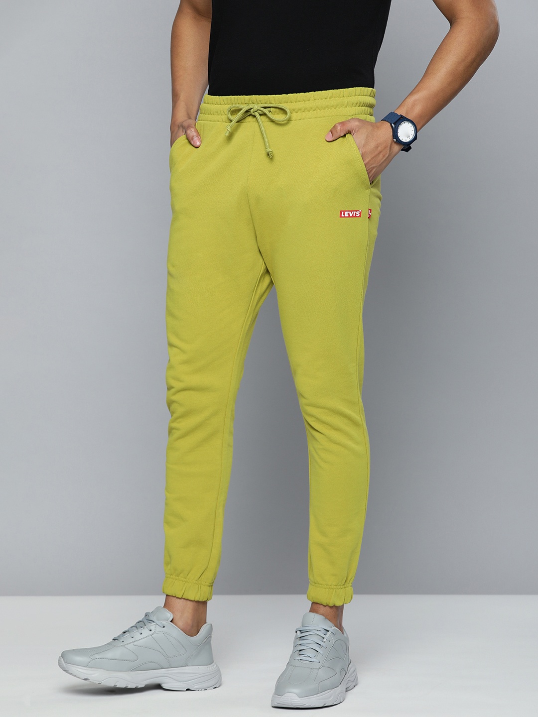 

Levis Men Pure Cotton Knitted Joggers, Green