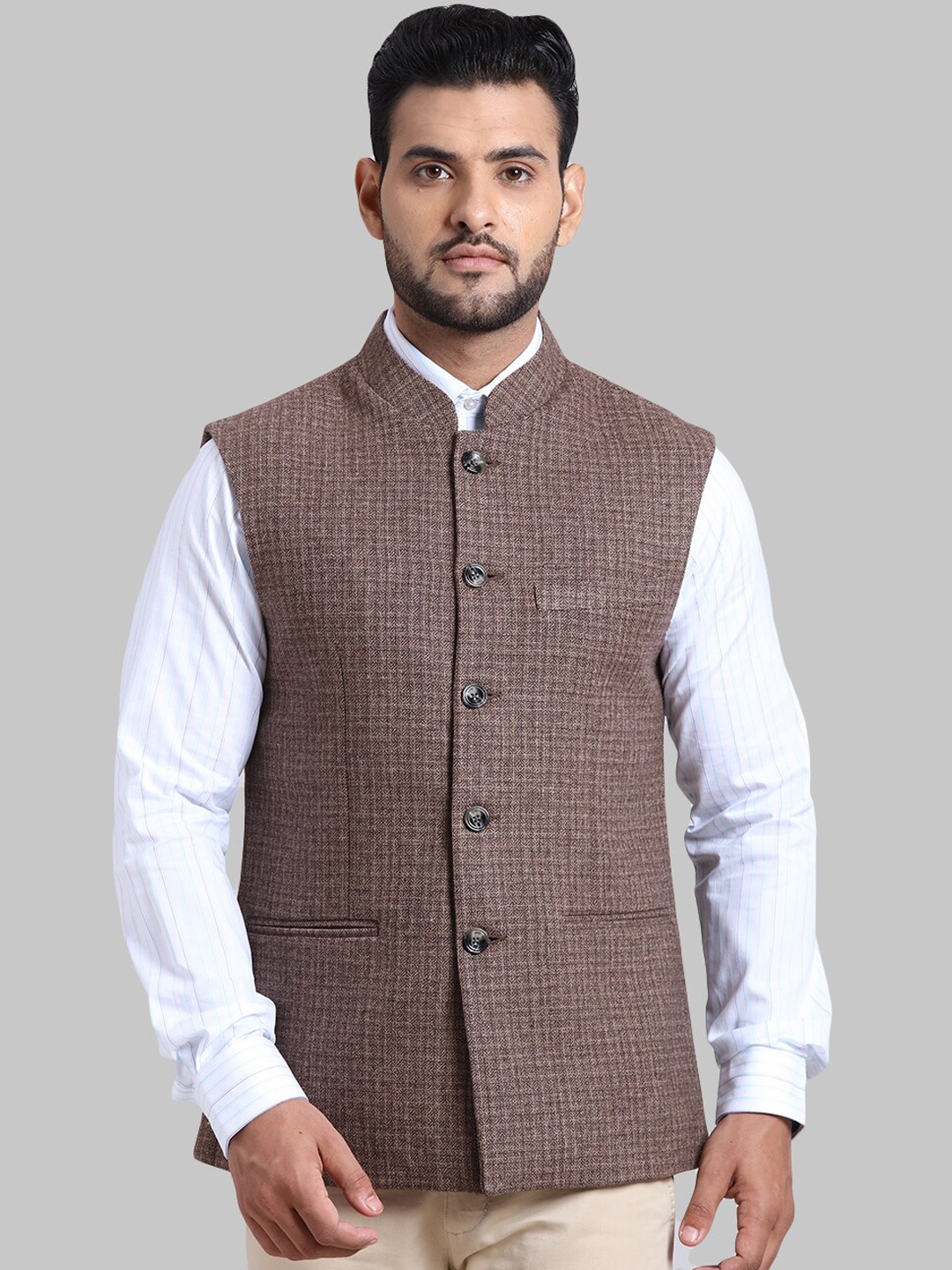

ColorPlus Men Brown Checked Wasitcoat