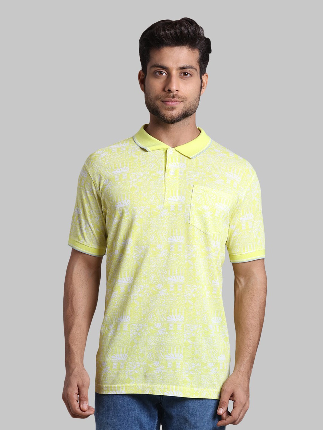 

ColorPlus Men Yellow Printed Polo Collar T-shirt