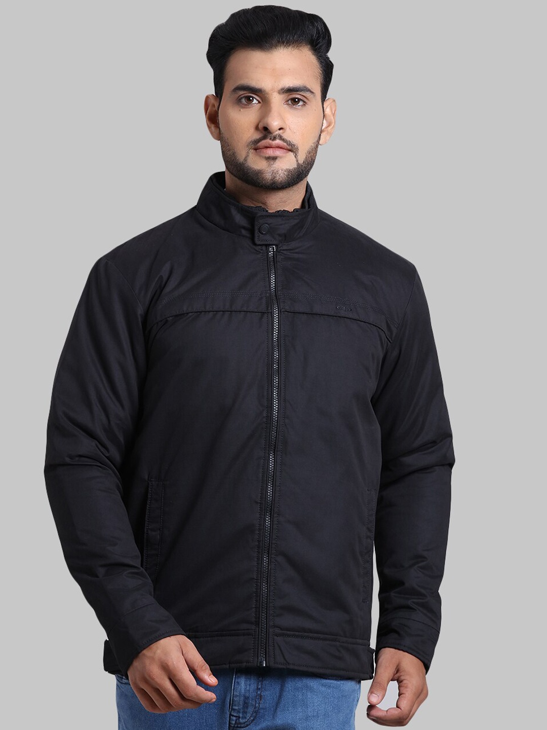 

ColorPlus Men Black Cotton Solid Tailored Jacket