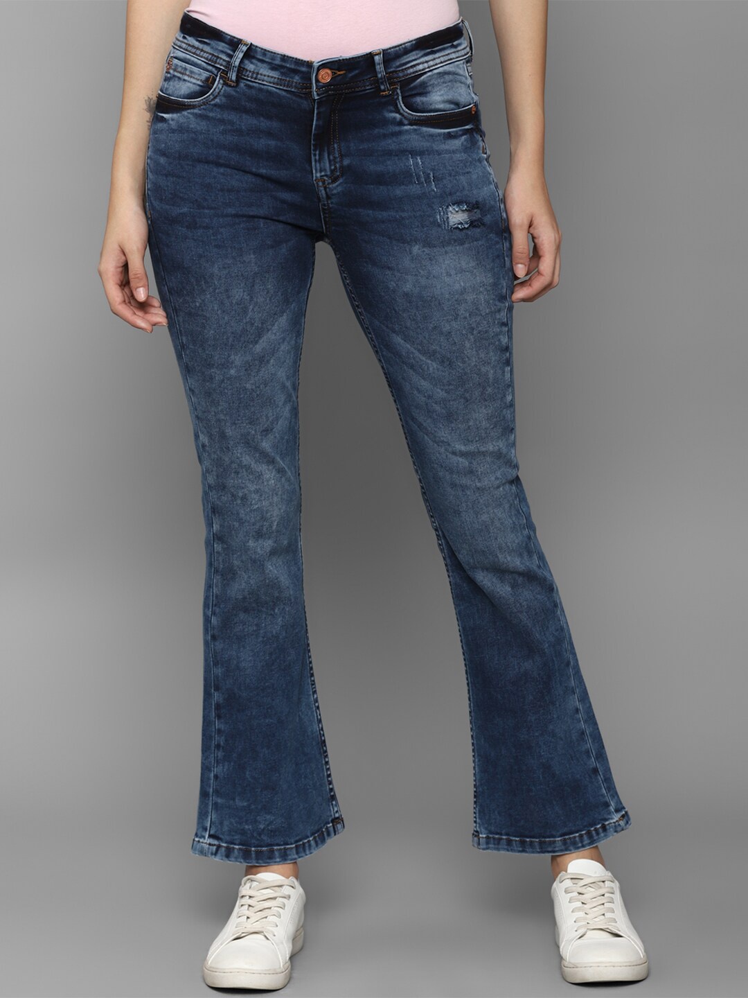 

Allen Solly Woman Women Navy Blue Low Distress Heavy Fade Jeans