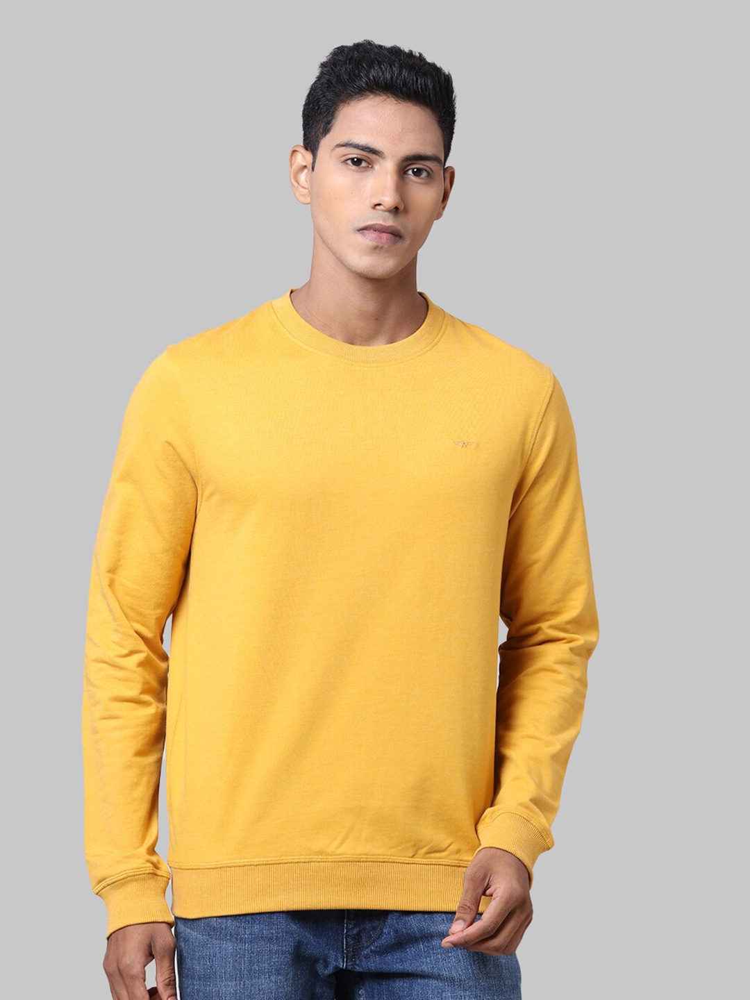 

Park Avenue Men Yellow Solid Sweatshirt