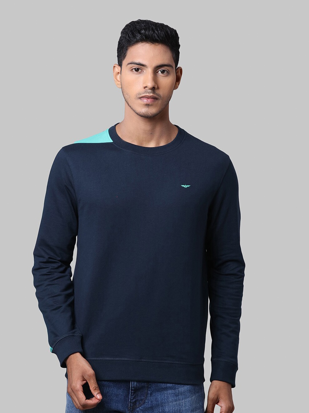 

Park Avenue Men Blue Solid Sweatshirt