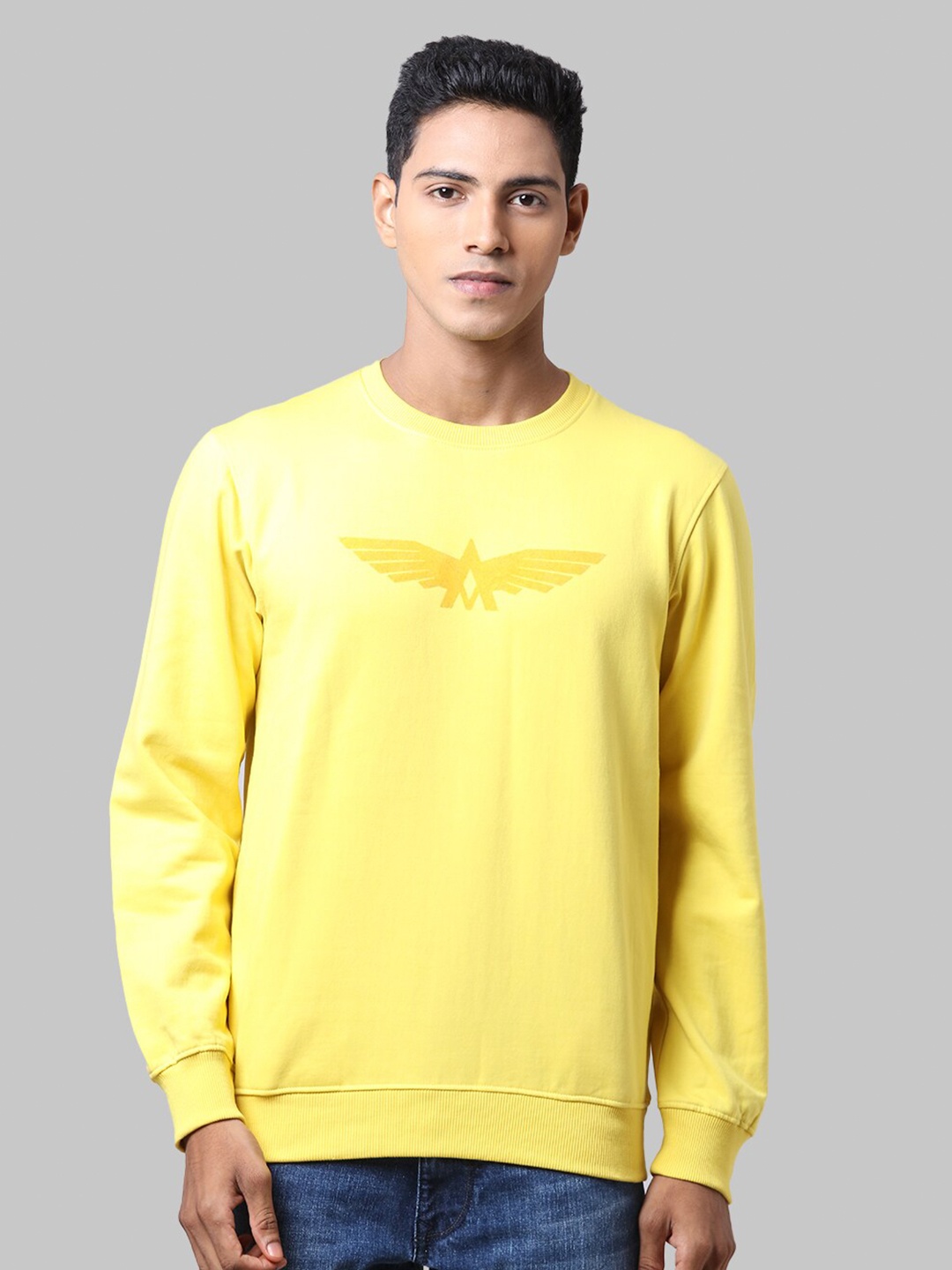 

Park Avenue Men Yellow Printed Sweatshirt