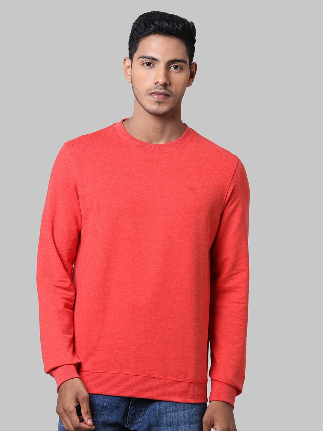 

Park Avenue Men Orange Solid Round Neck Cotton Sweatshirt