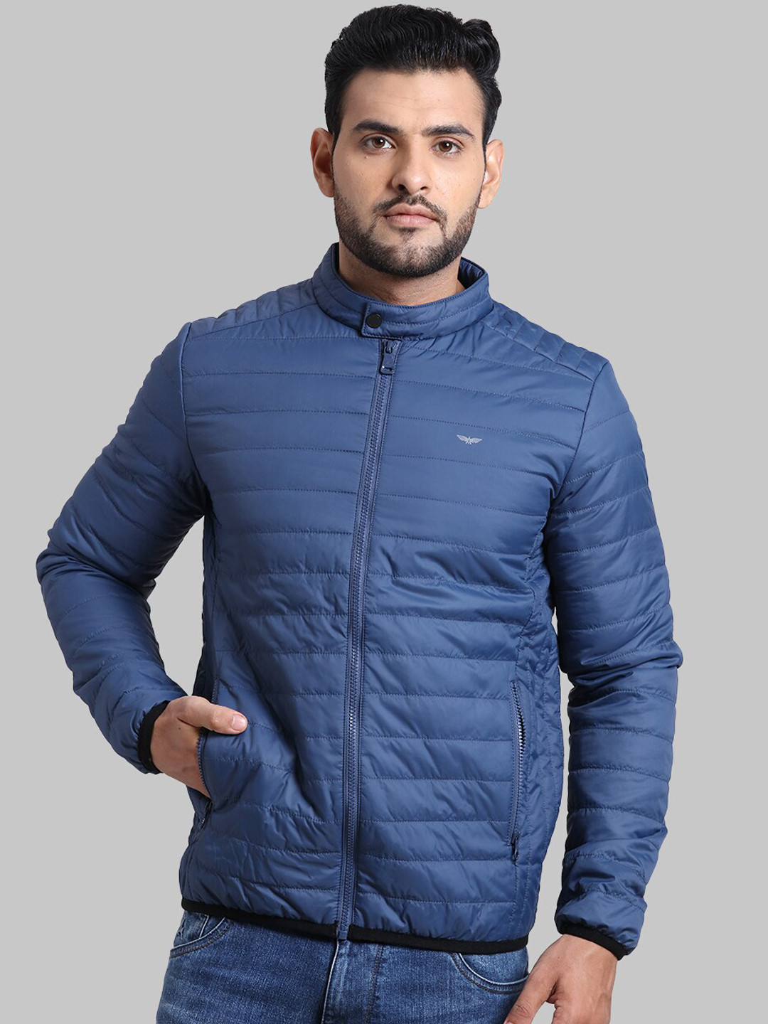 

Park Avenue Men Blue Solid Padded Jacket