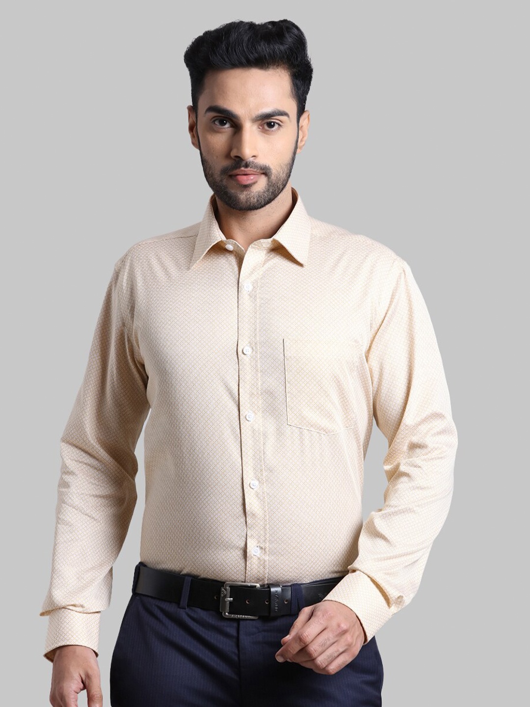 

Park Avenue Men Beige Cotton Formal Shirt