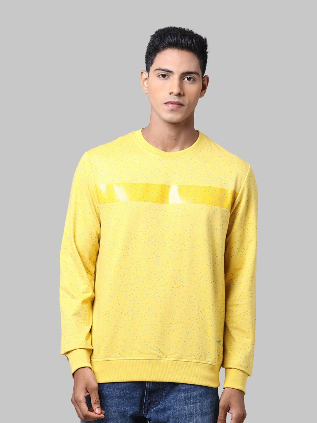 

Park Avenue Men Yellow Printed Round Neck Cotton Sweatshirt