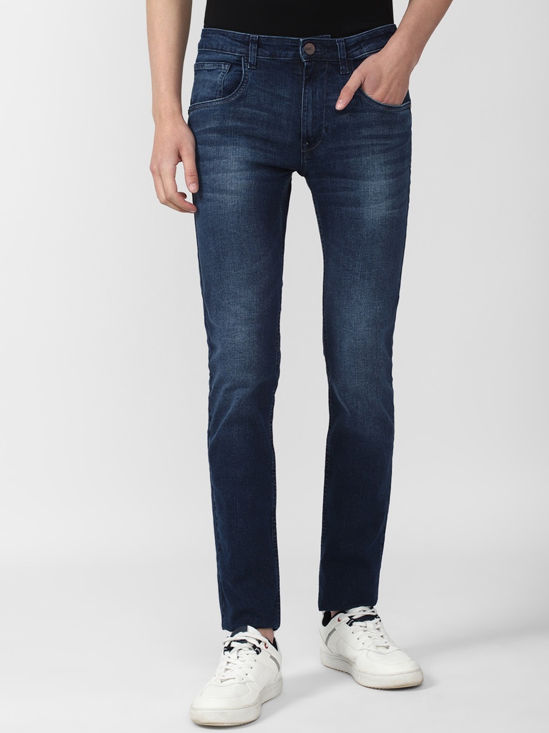 

V Dot Men Navy Blue Light Fade Slim Fit Jeans