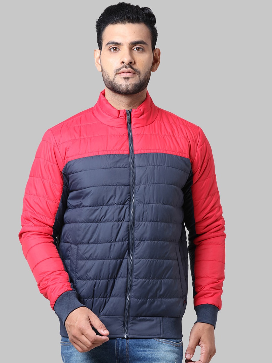 

Parx Men Blue Red Colourblocked Puffer Jacket