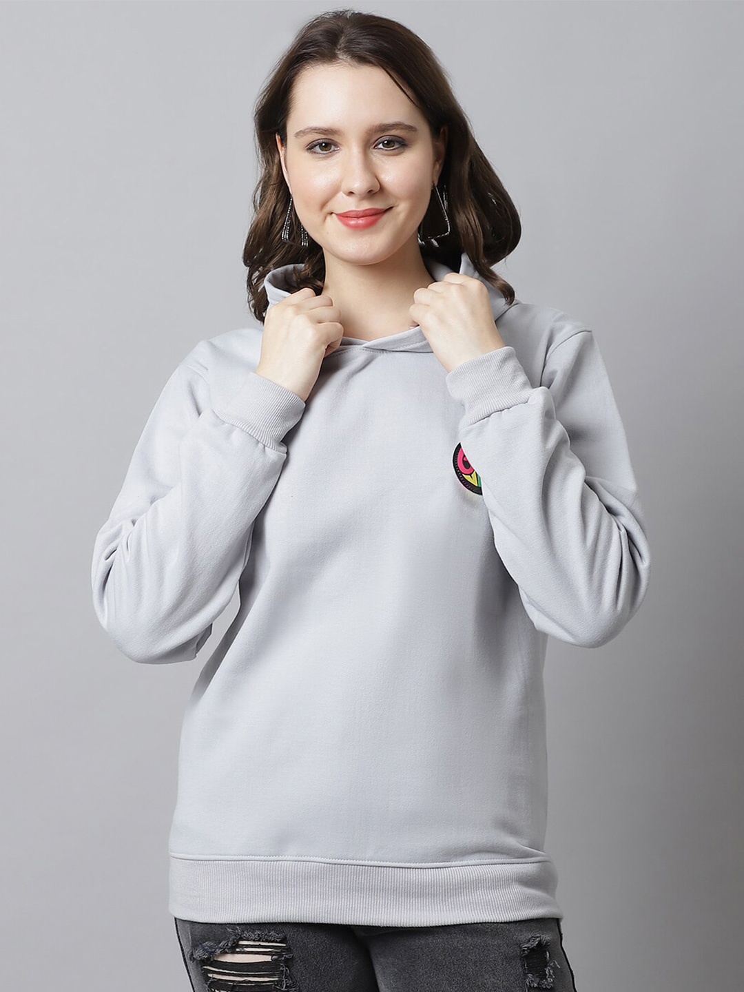 

Obaan Women Grey Hooded Pullover