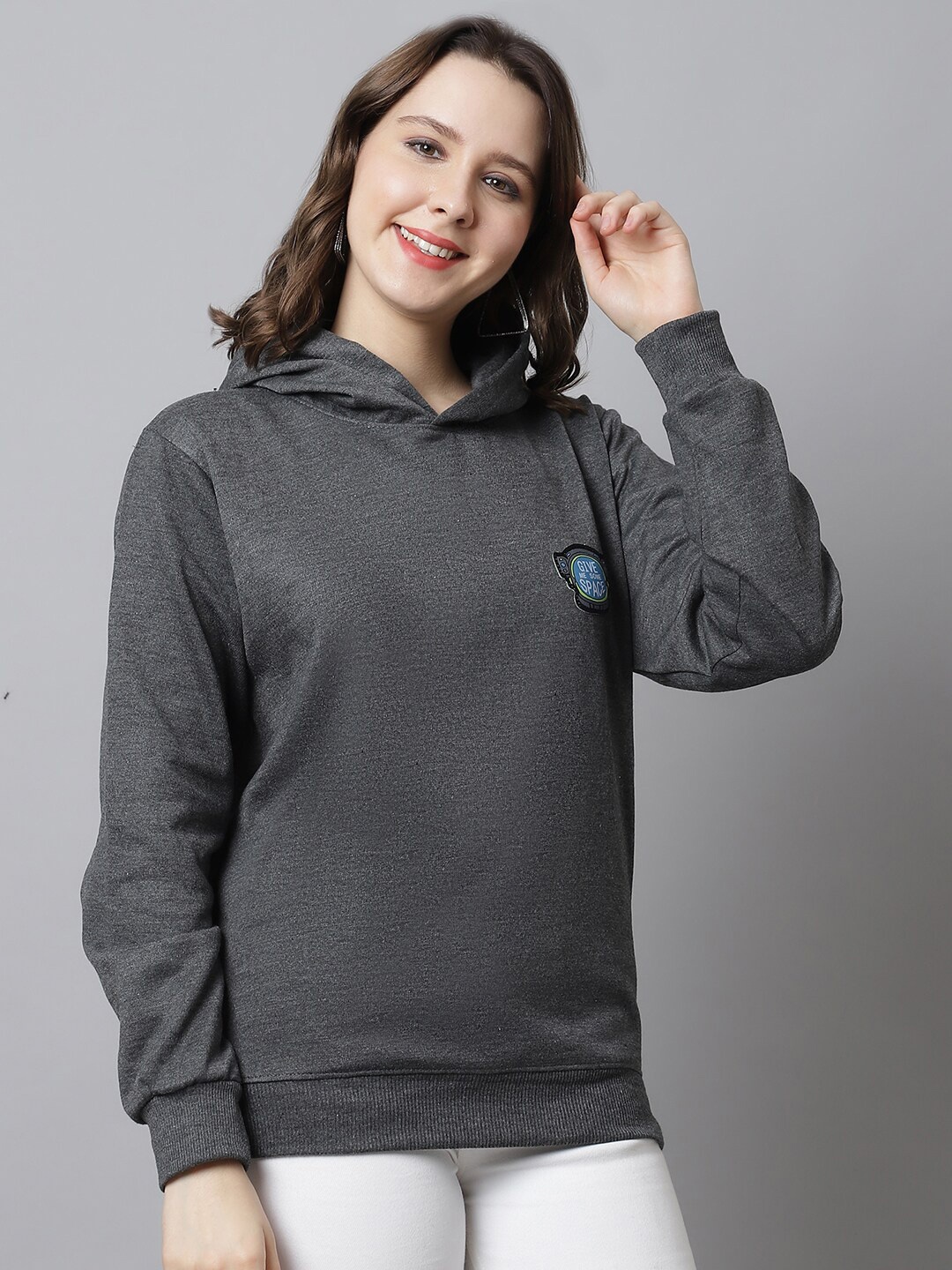 

Obaan Women Grey Hooded Pullover