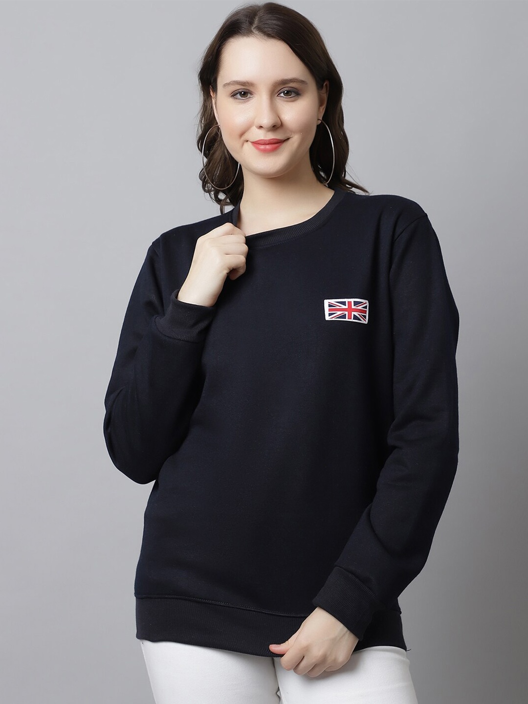 

Obaan Women Navy Blue Solid Pullover