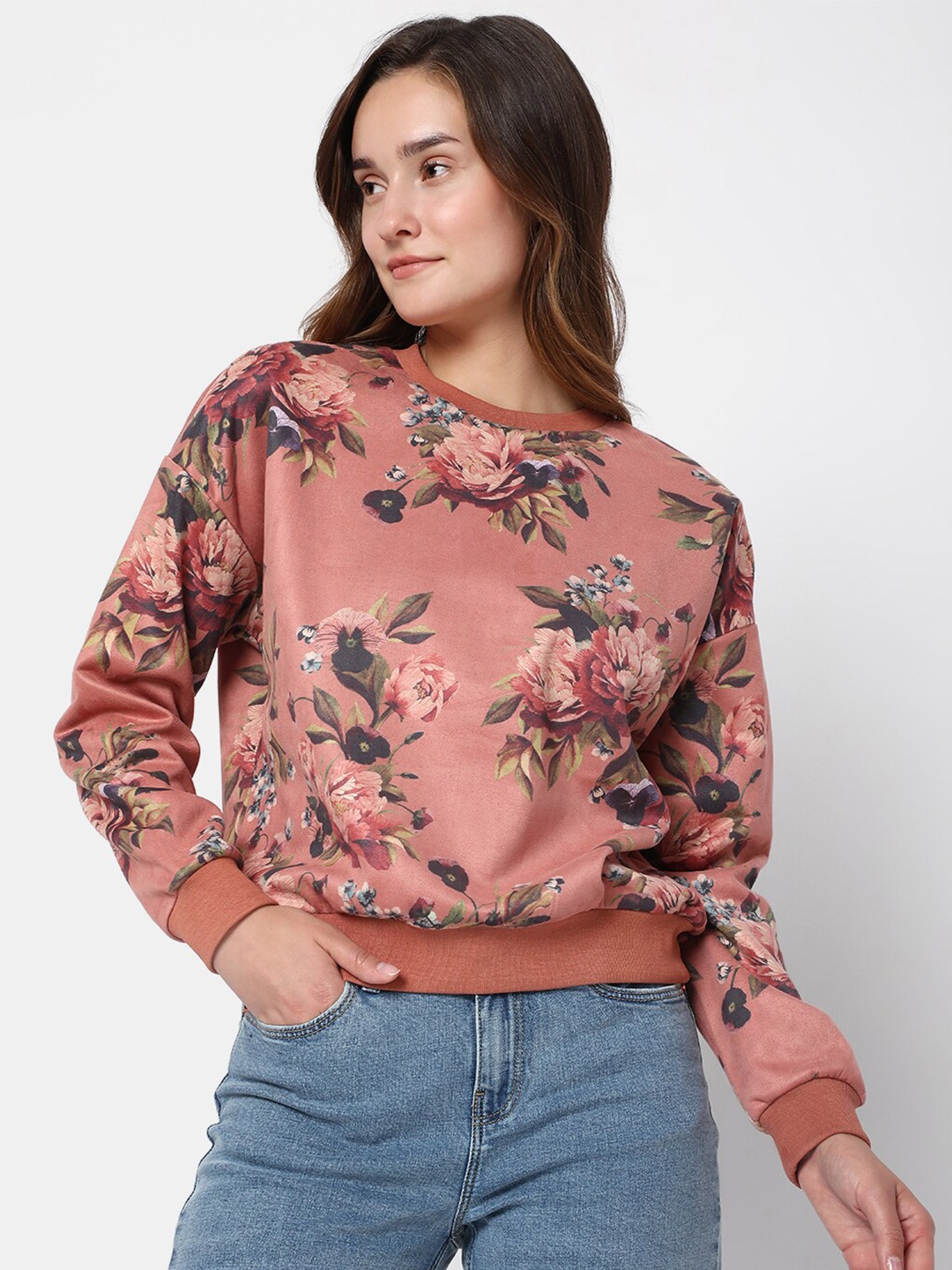 

Vero Moda Women Rose Pink Printed Sweatshirt