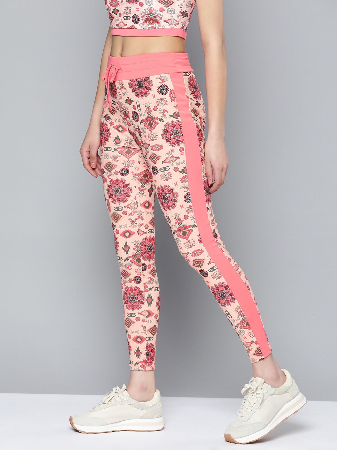 

HERE&NOW Women Ethnic Printed Track Pants, Pink