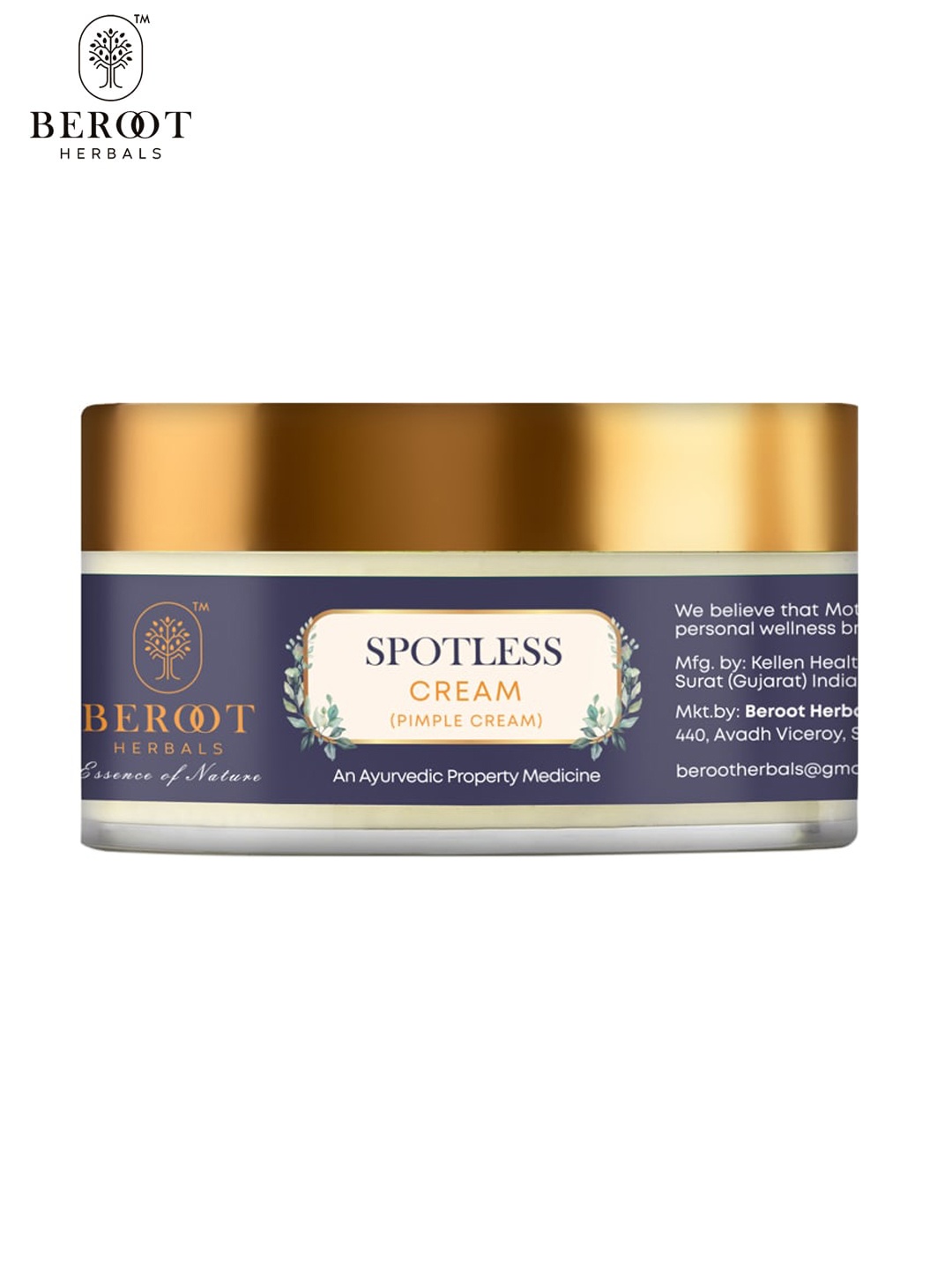 

BEROOT HERBALS Spotless Cream for Pimple with Orange Peel Oil - 50 g, Grey