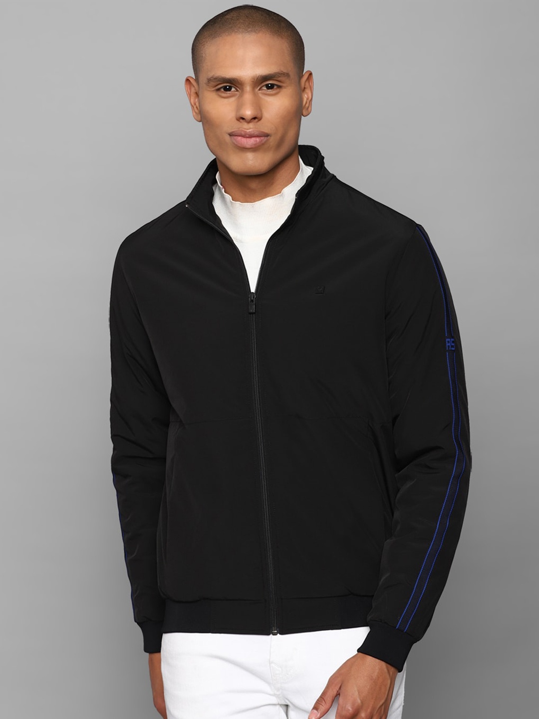 

Allen Solly Men Black Pure Cotton Bomber Jacket