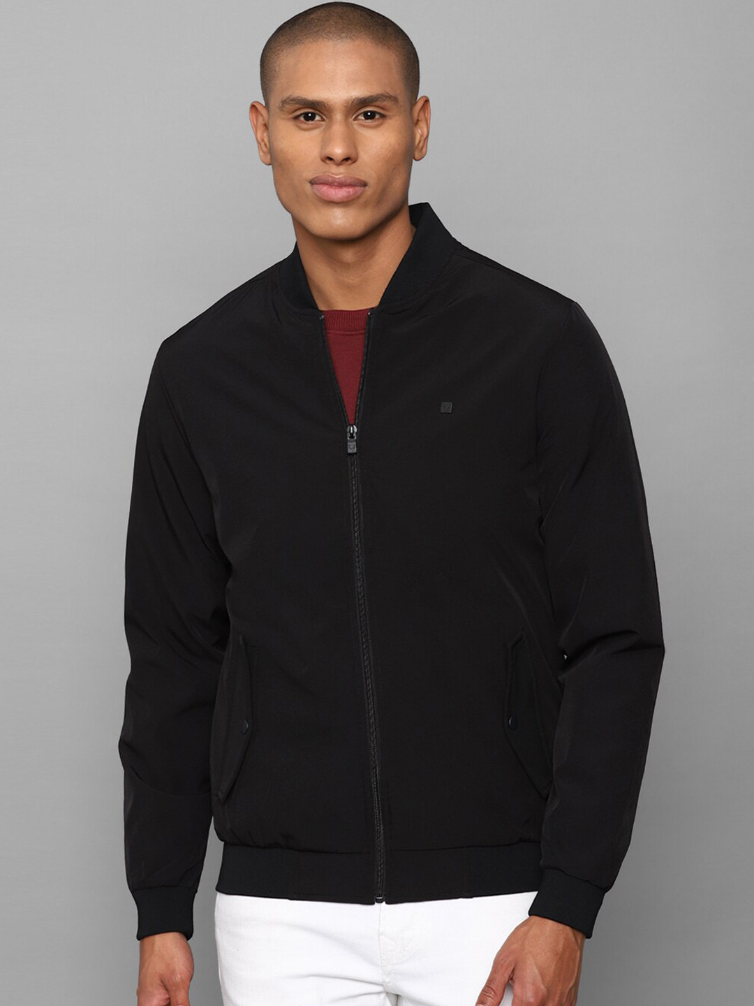 

Allen Solly Men Black Regular Bomber Pure Cotton Jacket