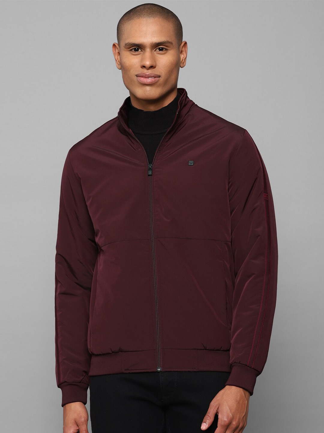 

Allen Solly Men Maroon Pure Cotton Bomber Jacket