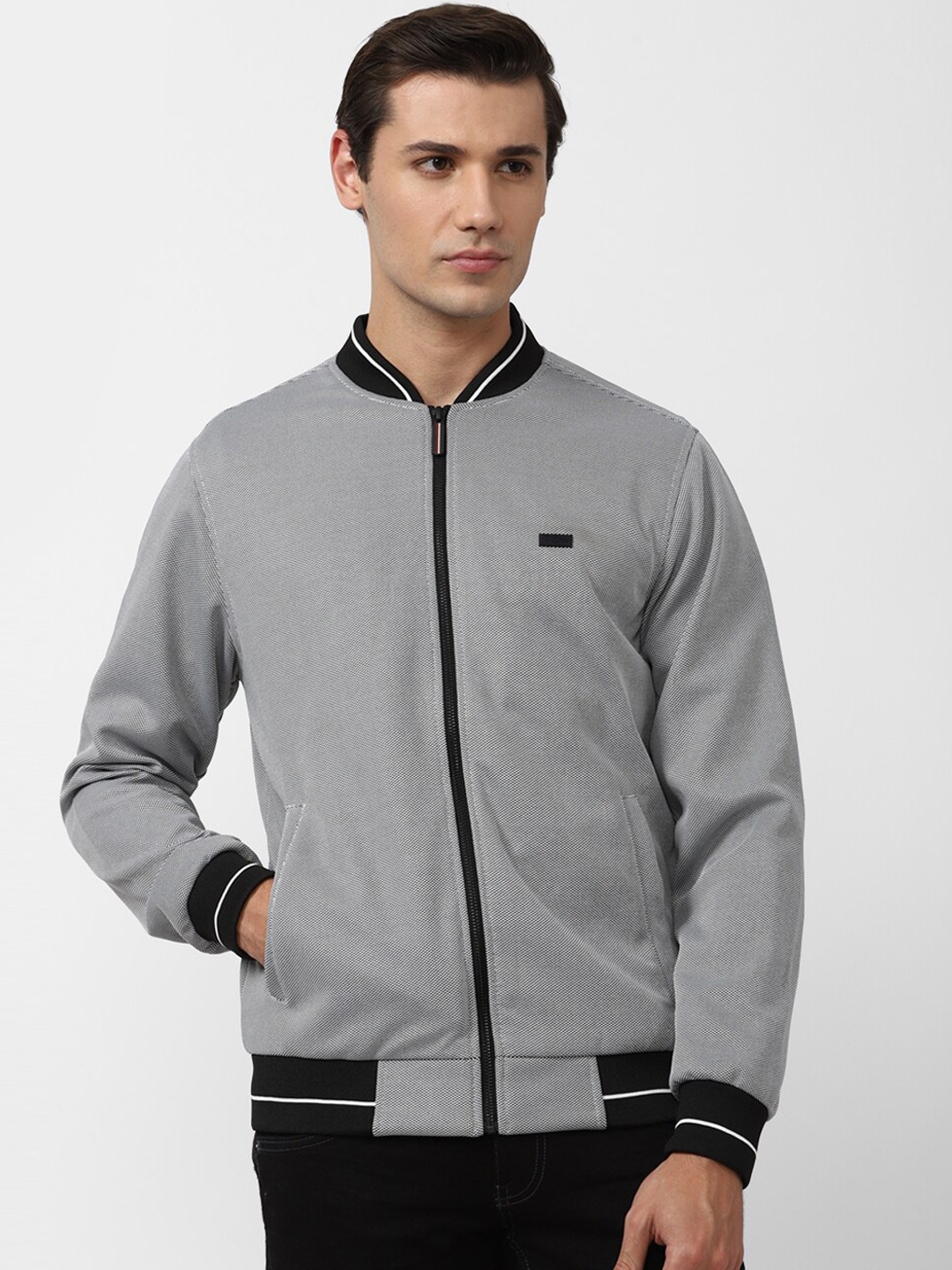 

Van Heusen Sport Men Grey Black Bomber Jacket