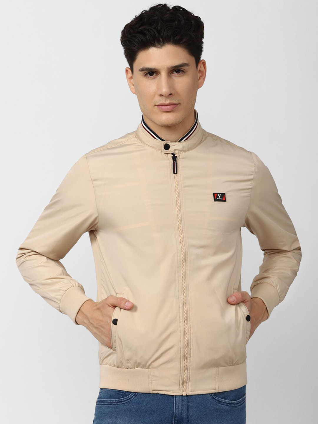 

Van Heusen Sport Men Beige Bomber with Patchwork Jacket