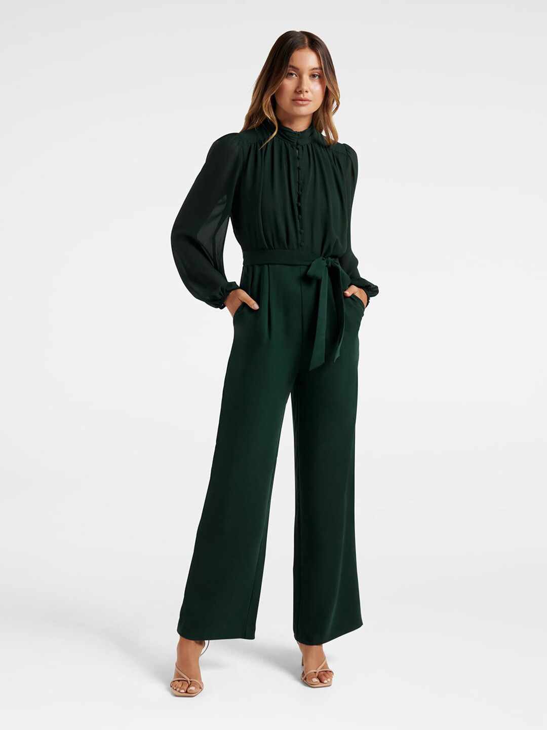 

Forever New Women Green Basic Jumpsuit