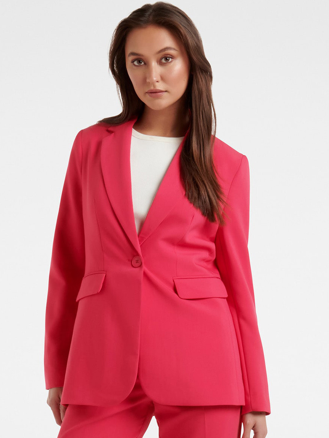 

Forever New Women Pink Solid Tailored Fit Single Breasted Blazer