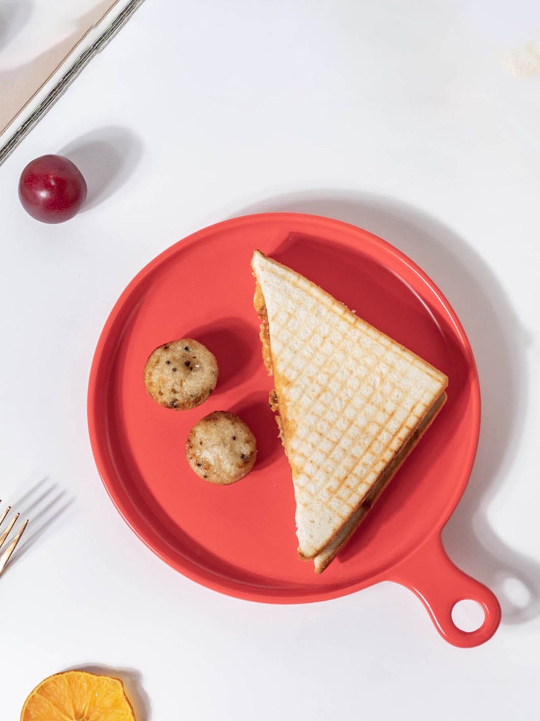 

Nestasia Red Solid Microwave safe Ceramic Matte Grill Plate For Oven