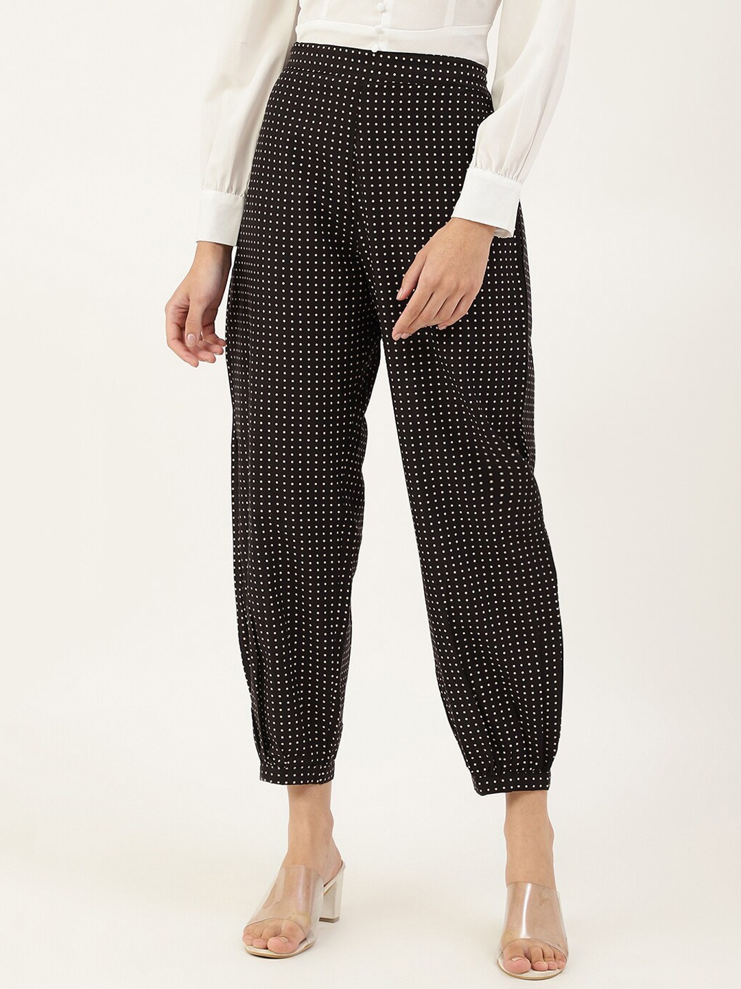 

DECKEDUP Women Black Checked Relaxed Easy Wash Trouser