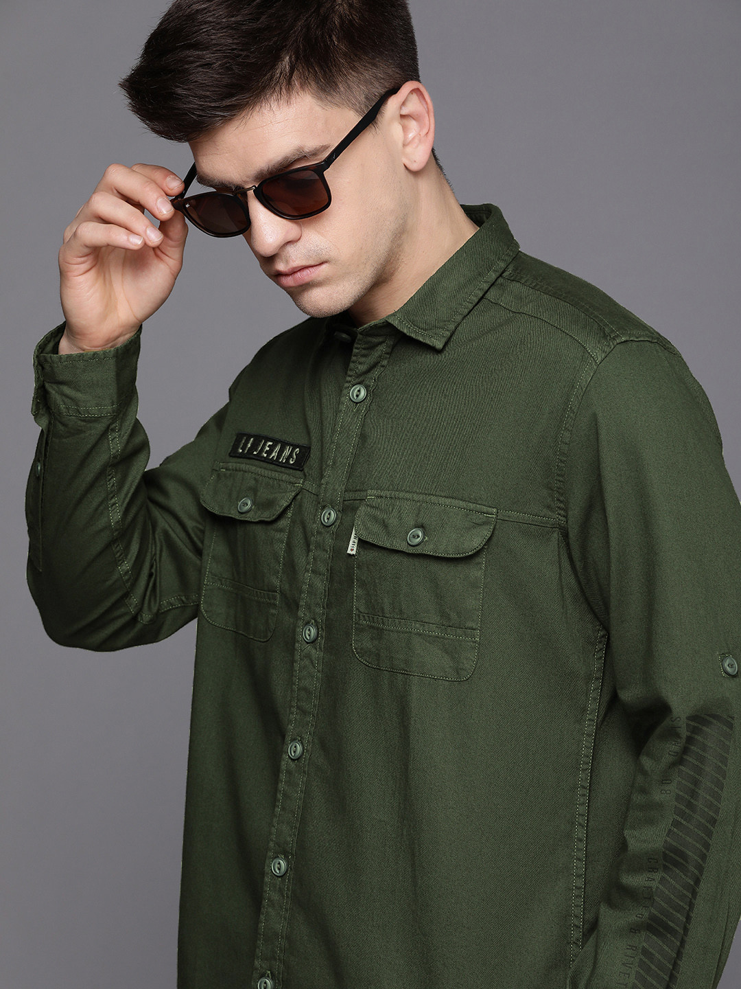 

Louis Philippe Jeans Pure Cotton Slim Fit Casual Shirt, Olive