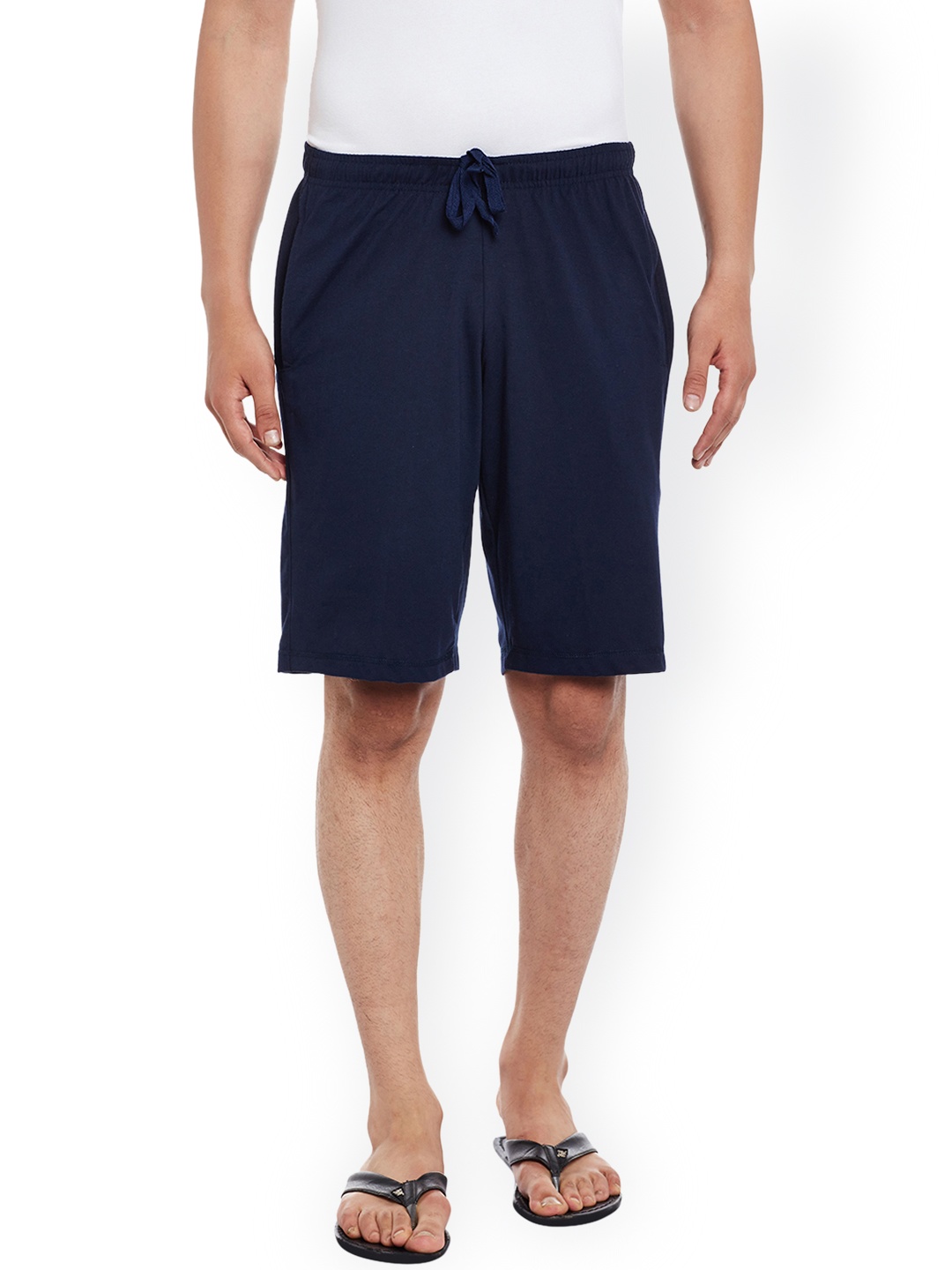 

MACK JONNEY Navy Blue Solid Lounge Shorts