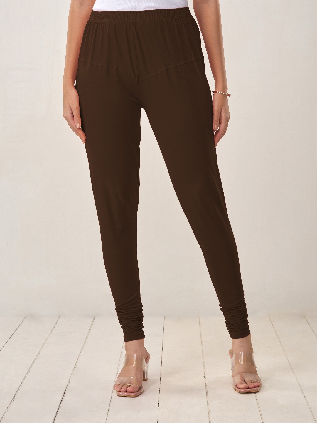 

LYRA Women Brown Solid Churidar-Length Leggings