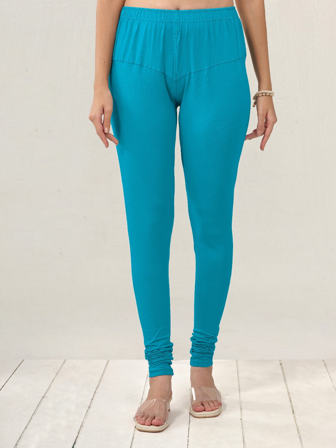 

LYRA Women Blue Solid Churidar Length Leggings