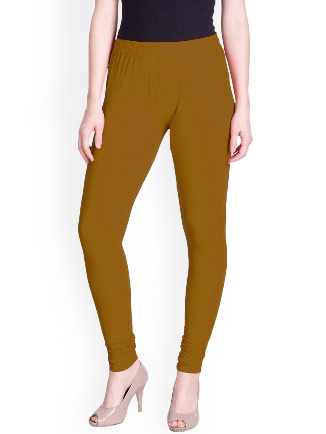 

LYRA Women Golden Yellow Solid Churidar Length Leggings, Mustard