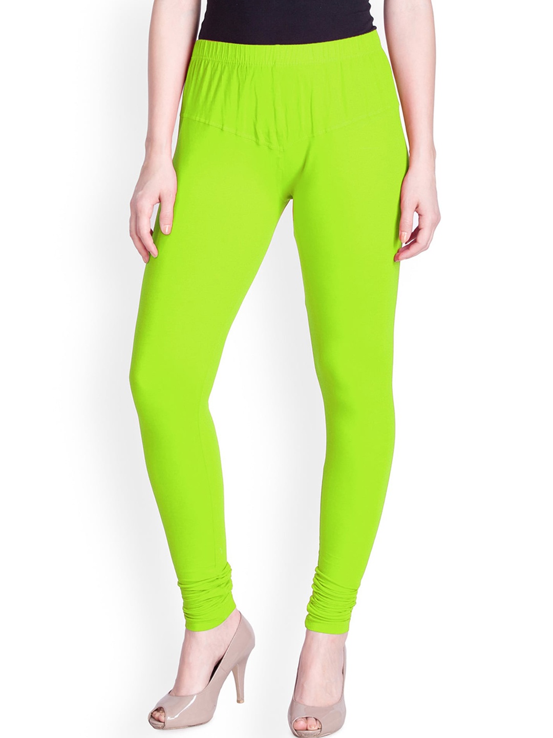 

LYRA Women Lime Green Solid Churidar Length Leggings