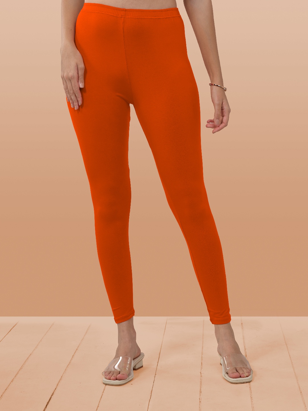 

LYRA Women Orange Ankle Length Leggings