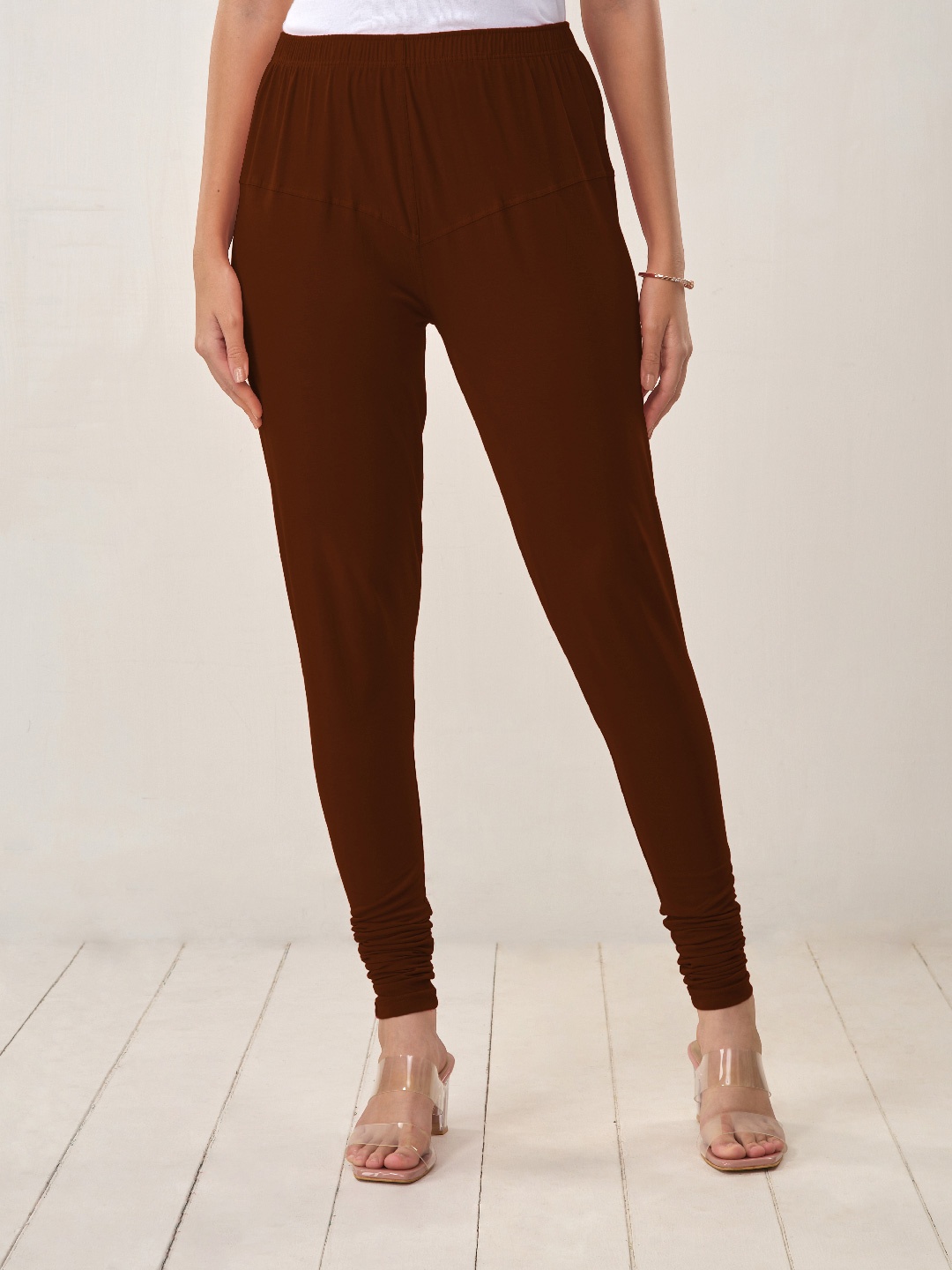 

LYRA Women Brown Solid Churidar-Length Leggings