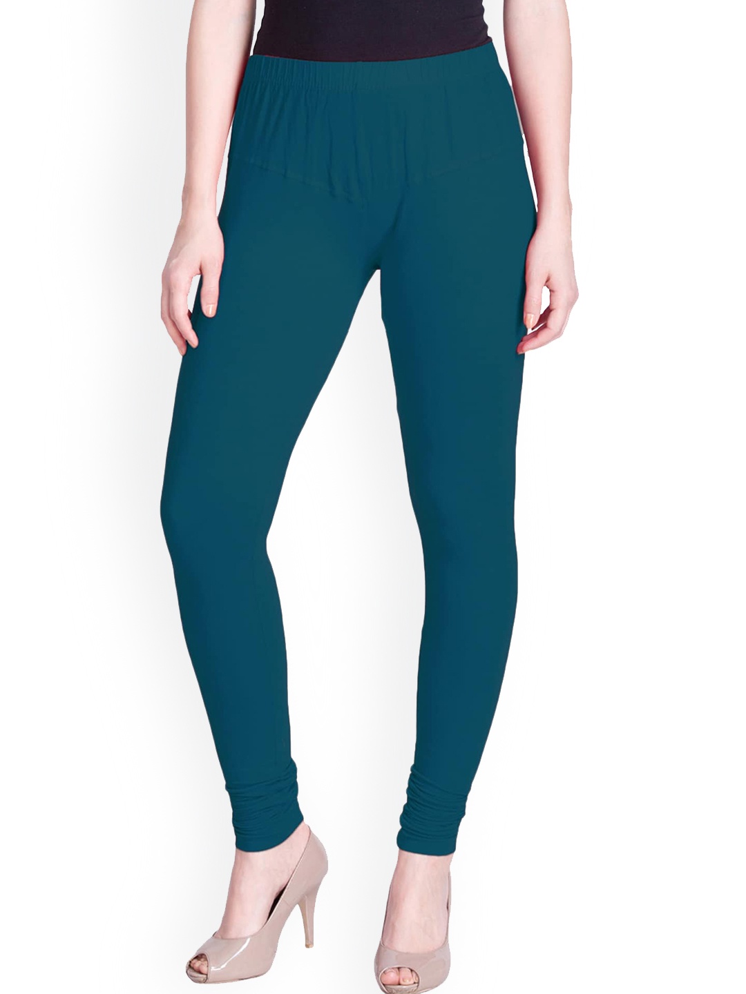 

LYRA Women Teal Blue Solid Churidar Length Leggings