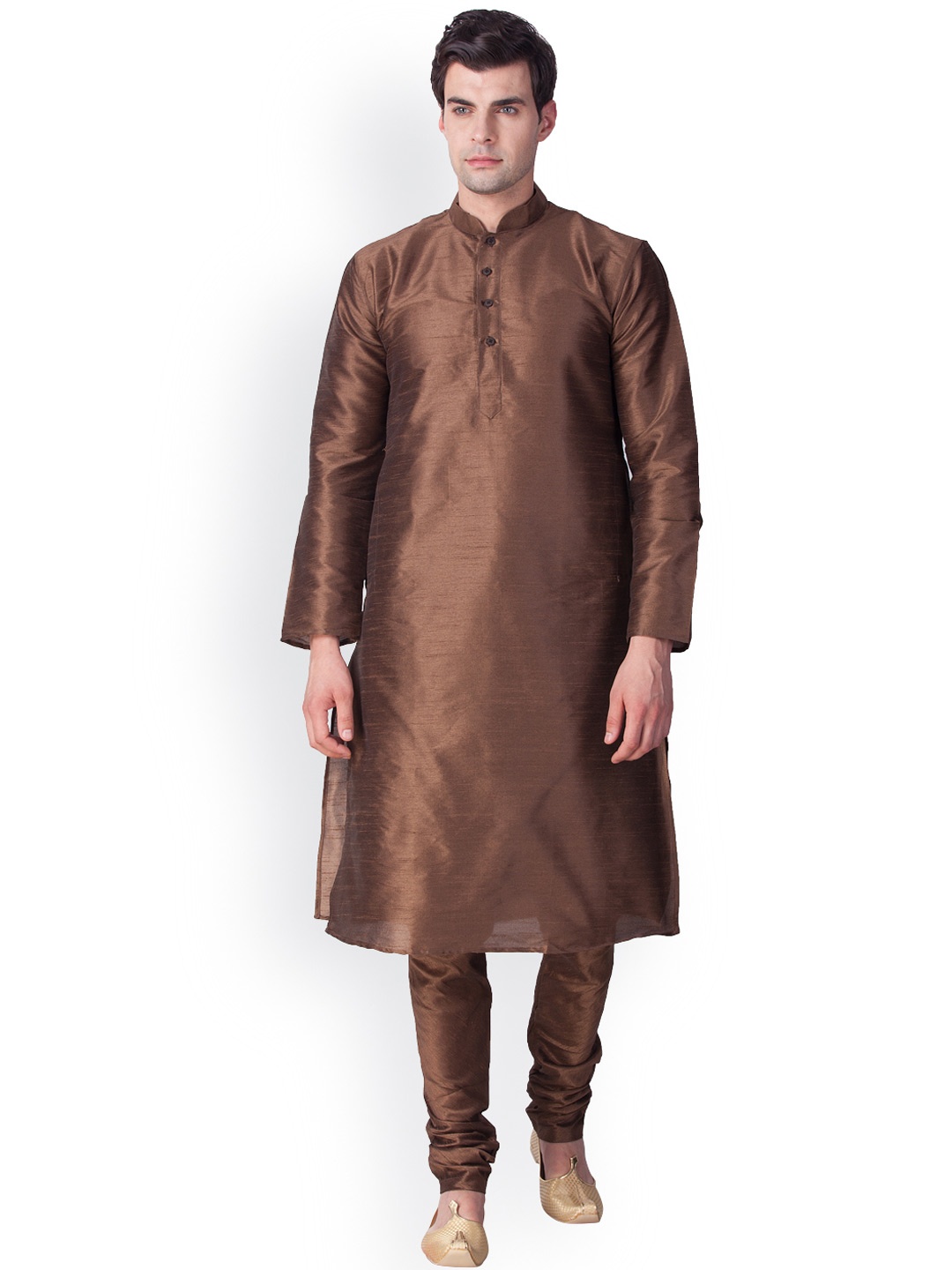 

SYONN Men Brown Solid Kurta with Pyjamas
