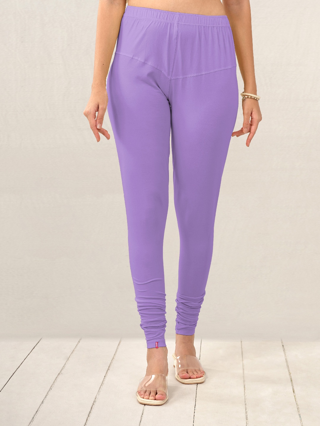 

LYRA Women Lavender Coloured Solid Churidar Length Leggings