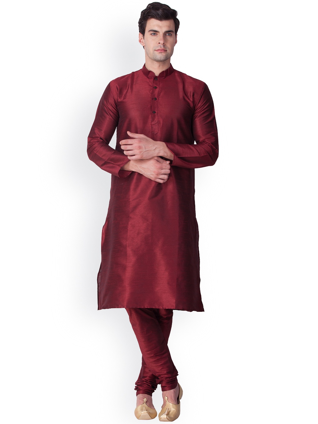 

SYONN Men Maroon Solid Kurta with Pyjamas