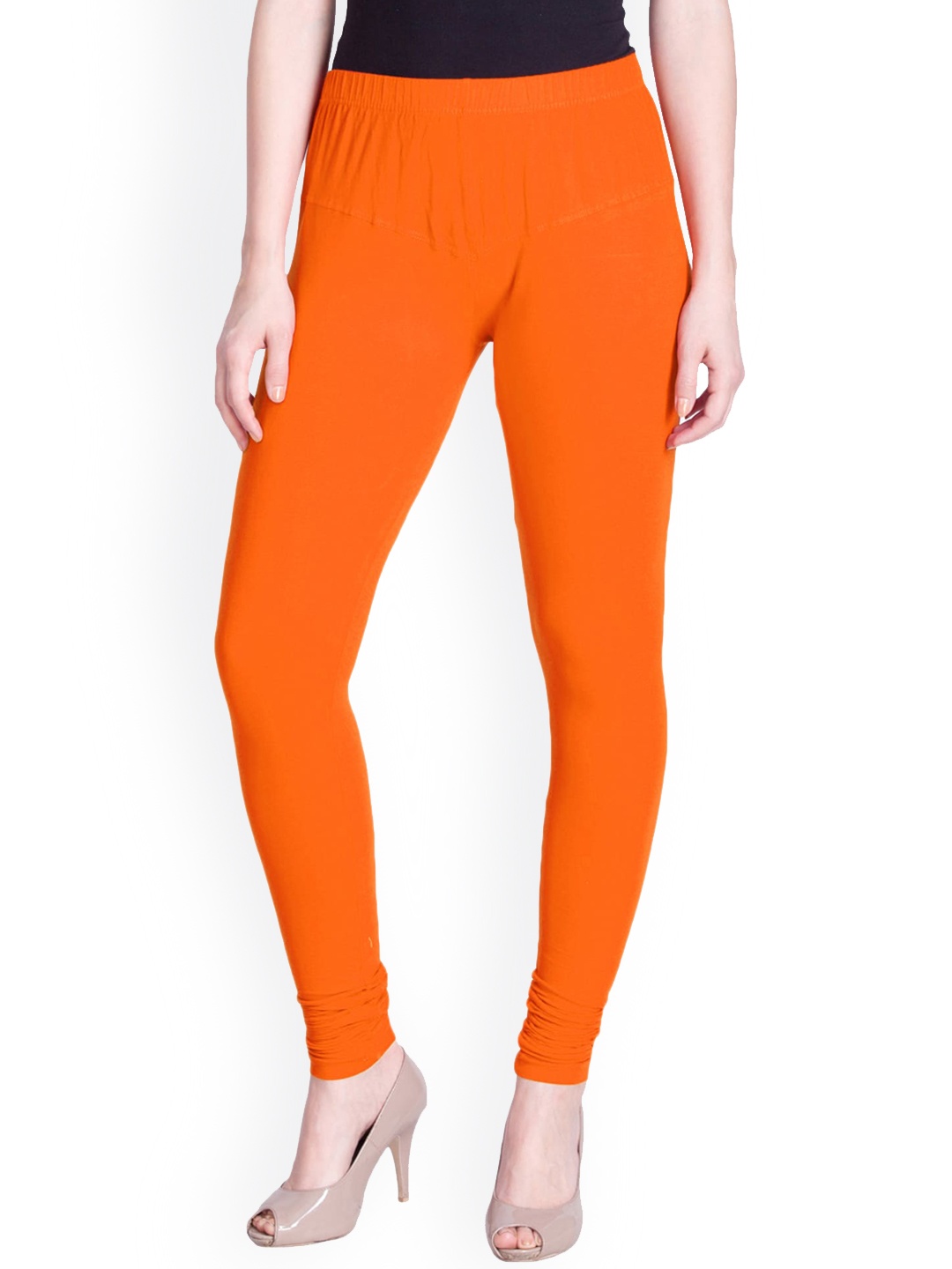 

LYRA Women Orange Solid Churidar Length Leggings