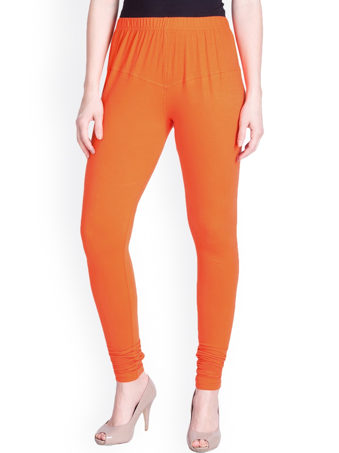 

LYRA Women Orange Solid Churidar Length Leggings