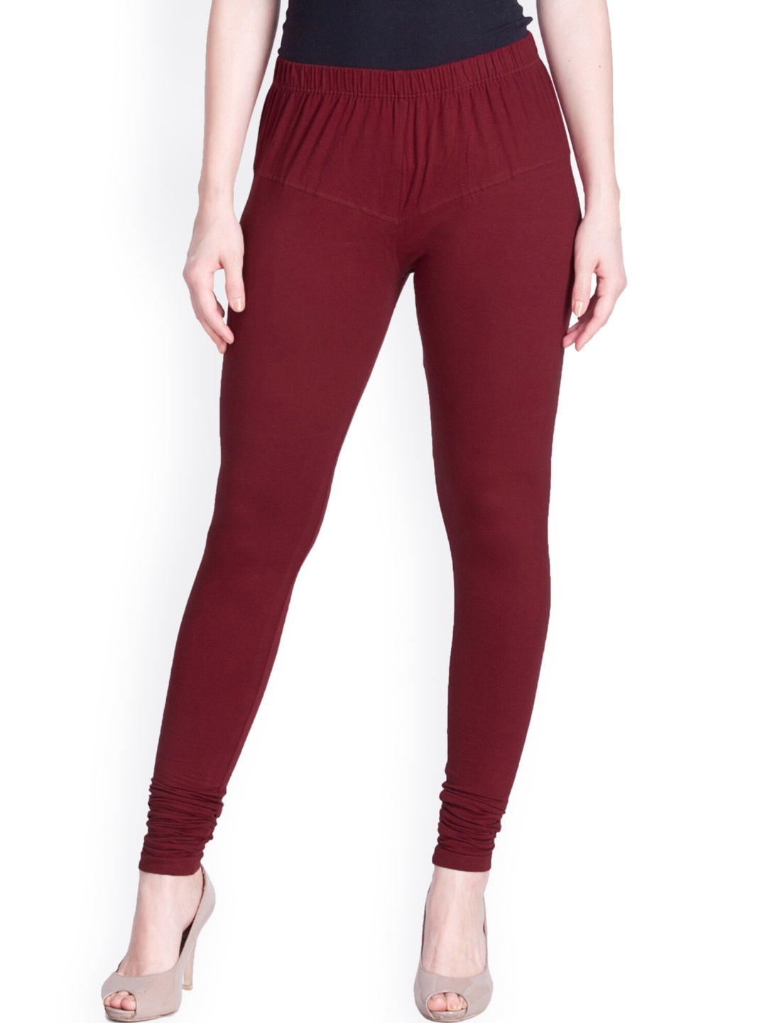 

LYRA Women Maroon Solid Churidar Length Leggings