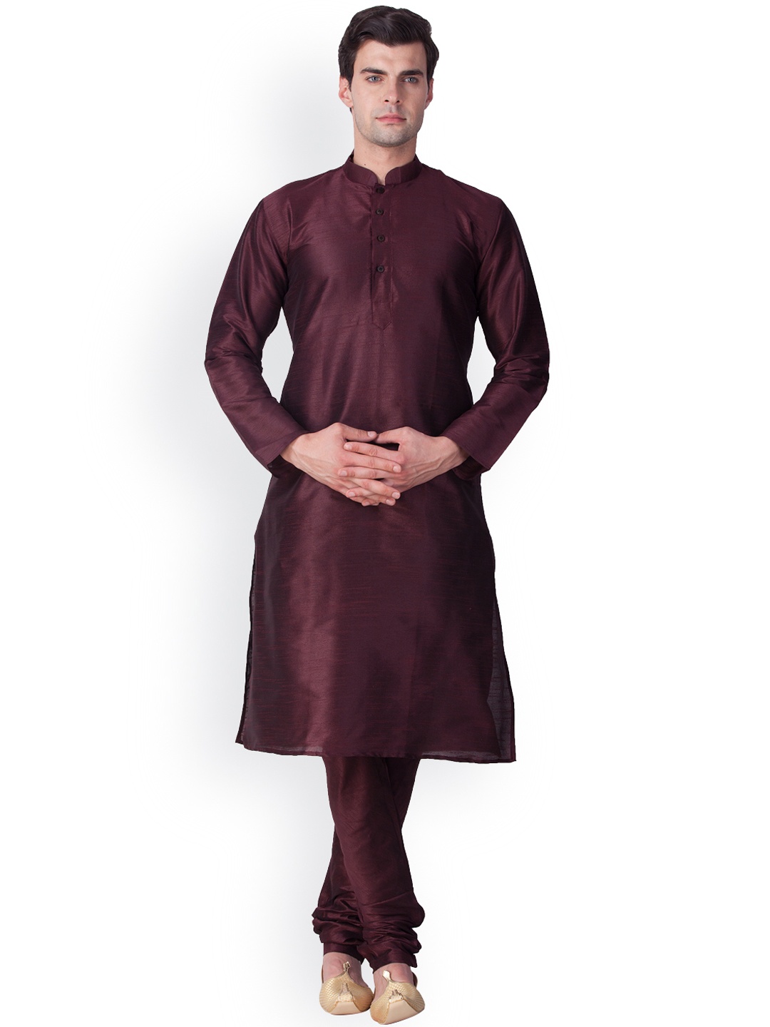 

SYONN Men Maroon Solid Kurta with Pyjamas