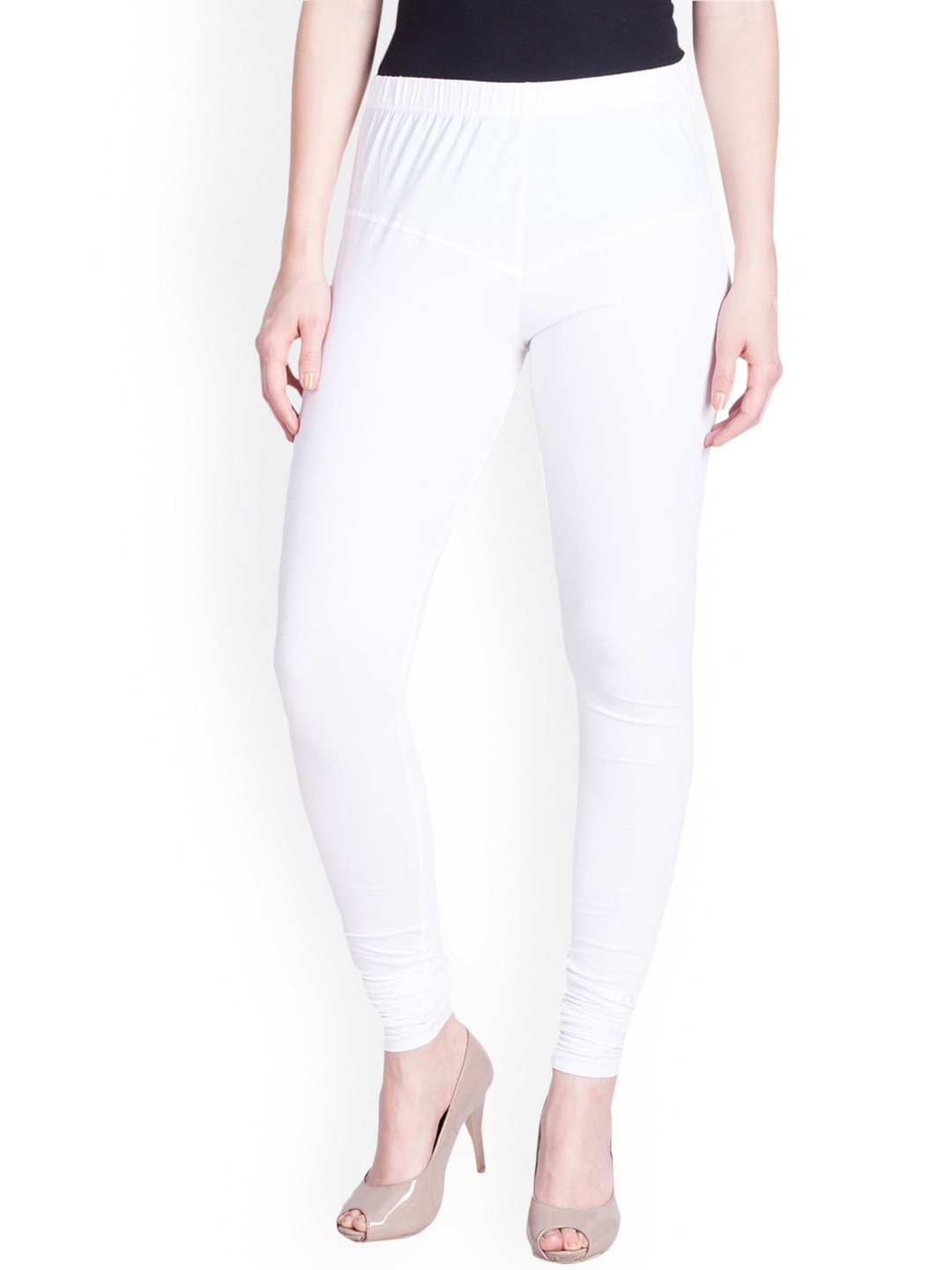 

LYRA Women Off-White Solid Churidar Length Leggings