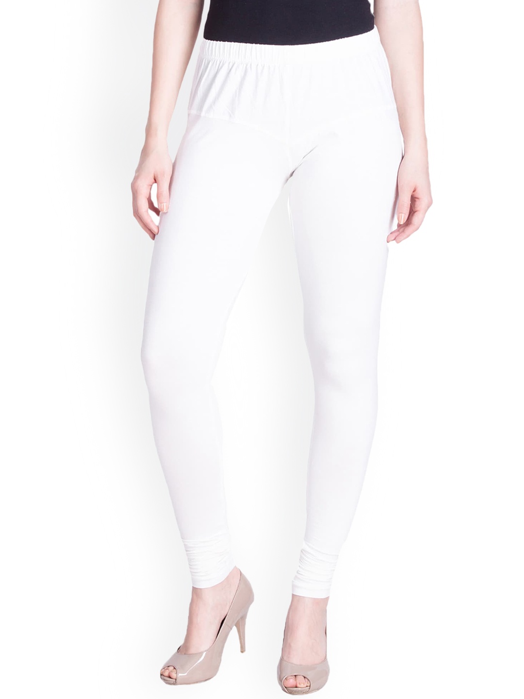 

LYRA Women White Solid Churidar Length Leggings